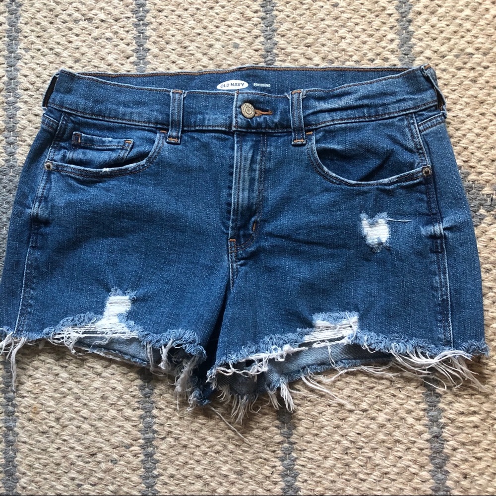 Dark wash, Distressed boyfriend distressed shorts